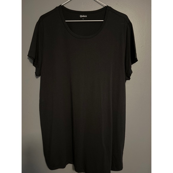 Quince Womens Black Cotton Modal Maternity Crew Neck T Shirt Top Tee L NWOT - Picture 1 of 8